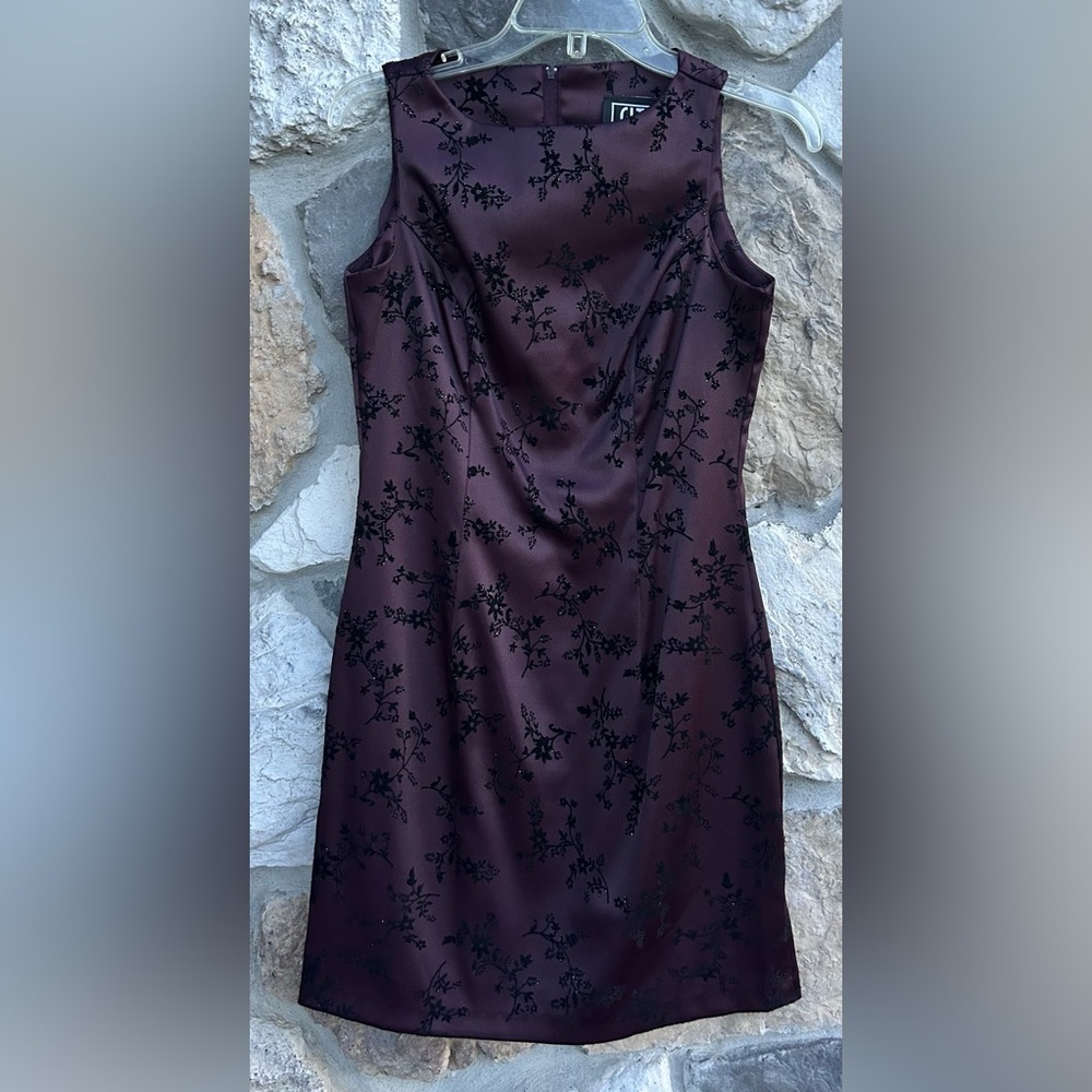Vintage Y2K City Triangles Whimsigoth Dress Sz S Purple Black Velvet Dark Fairy